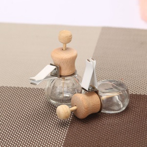 Flacon de huile essentielle à accroche pour intérieur de voiture avec couvercle en bois