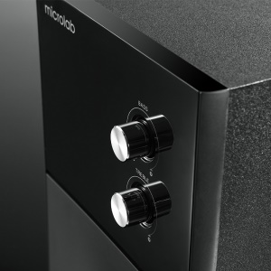 Haut parleur Microlab avec basse et boite en bois
