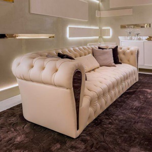 Canapé+fauteuil  en cuir authentique avec structure en bois de pin