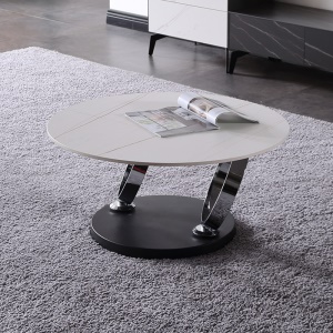 Table basse ronde rotative deux niveaux combinés