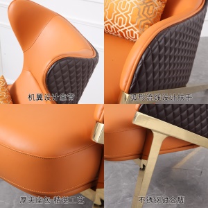 Fauteuil en cuir artificiel avec support en acier  inoxydable