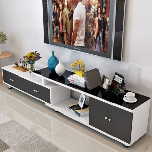 Table basse de salon et meuble TV en verre trempé combiné