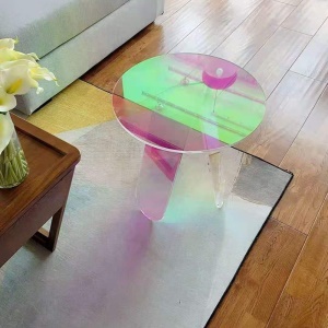 Table basse colorée ronde en acrylique