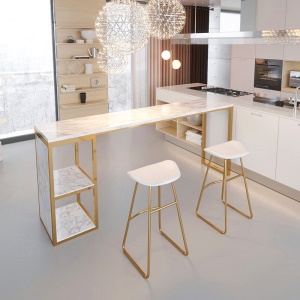 Ensemble de chaises et de table en marbre avec cadre métallique