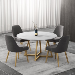 Table à manger tournante et  ronde en marbre  avec  chaises