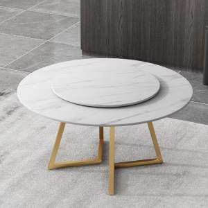 Table à manger tournante et  ronde en marbre  avec  chaises
