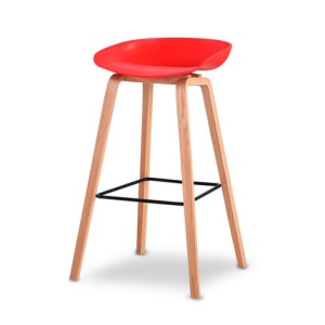 Tabouret  de bar en plastique avec pieds en bois massif