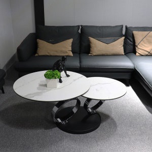 Table basse ronde rotative deux niveaux combinés