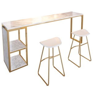 Ensemble de chaises et de table en marbre avec cadre métallique
