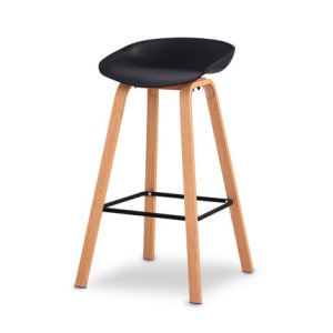 Tabouret  de bar en plastique avec pieds en bois massif
