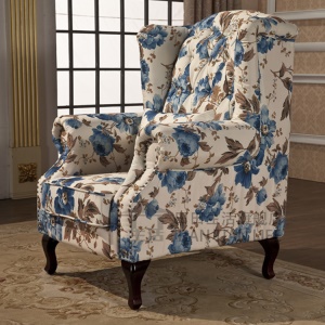 Fauteuil en tissu coton avec squelette en bois