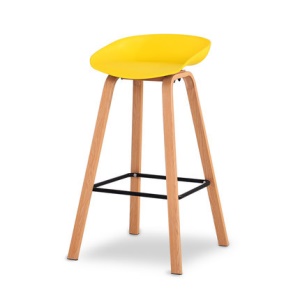 Tabouret  de bar en plastique avec pieds en bois massif