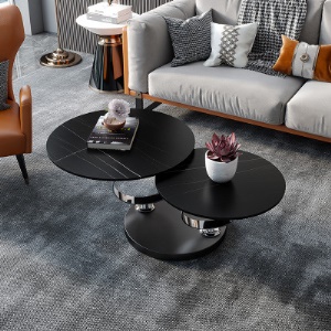 Table basse ronde rotative deux niveaux combinés