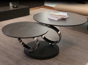 Table basse ronde rotative deux niveaux combinés
