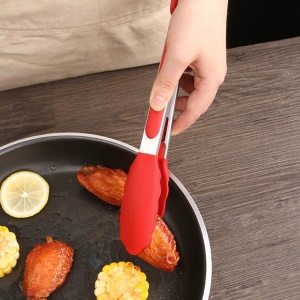 Pince de cusine alimentaire en acier inoxydable et silicone résistant à la chaleur