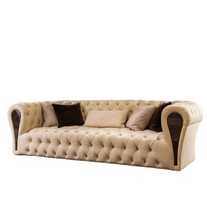 Canapé+fauteuil  en cuir authentique avec structure en bois de pin