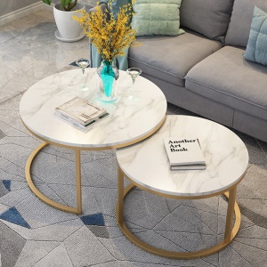 Table basse en marbre rond et fer