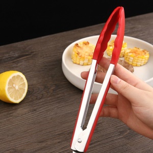Pince de cusine alimentaire en acier inoxydable et silicone résistant à la chaleur