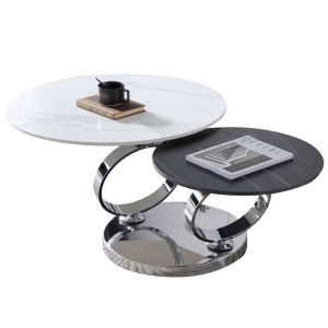 Table basse ronde rotative deux niveaux combinés