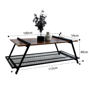Table basse de salon en bois massif double étage