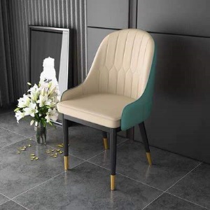 Table à manger en marbre et chaises en PU cuir artificiel
