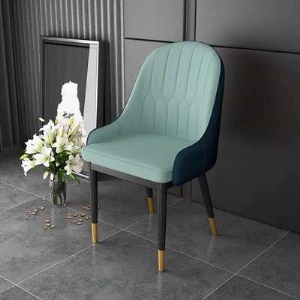 Table à manger en marbre et chaises en PU cuir artificiel