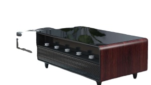Table basse avec haut parleur Bluetooth et double tiroir refrégiré (fonction réfrigérateur)