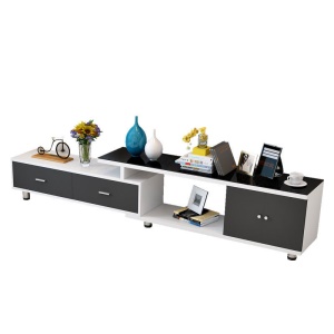 Table basse de salon et meuble TV en verre trempé combiné