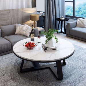 Table basse ronde en marbre et fer