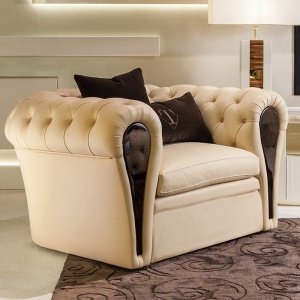 Canapé+fauteuil  en cuir authentique avec structure en bois de pin