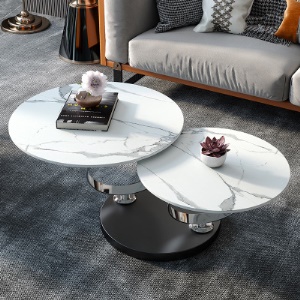 Table basse ronde rotative deux niveaux combinés
