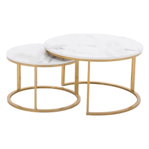 Table basse en marbre rond et fer