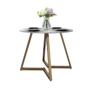 Table à manger tournante et  ronde en marbre  avec  chaises
