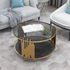 Table basse ronde en verre trempé