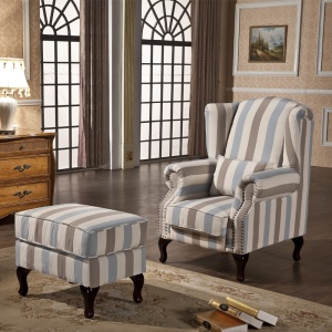 Fauteuil en tissu coton avec squelette en bois