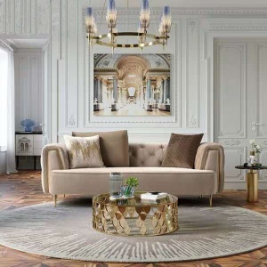Canapé d'angle en L confortable en tissu doux et résistant avec pieds en métal
