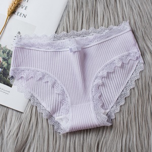 Culotte en coton pour fille avec bords en dentelle respirant taille moyenne