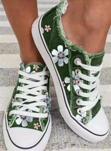 Chaussures casual pour femmes en canvas imprimé fleuri