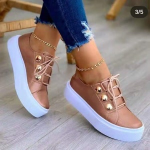 Chaussures de loisir pour femmes en cuir artificiel semelle épaisse