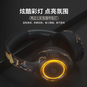 Casque audio Bluetooth sans fil avec microphone et lumière RGB