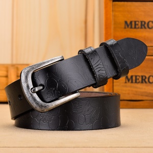 Ceinture en cuir véritable pour femme avec boucle aiguille en alliage