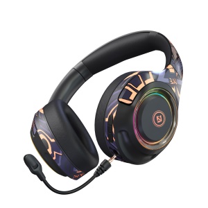 Casque audio Bluetooth sans fil avec microphone et lumière RGB