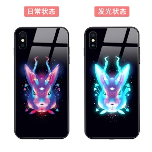 Coque de protection pour téléphone portable IPhone en verre trempé luminescent à commande vocale