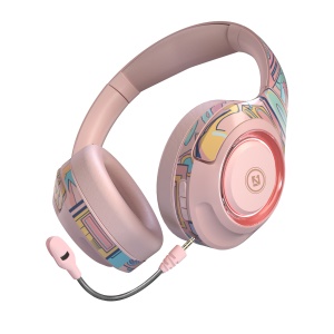 Casque audio Bluetooth sans fil avec microphone et lumière RGB