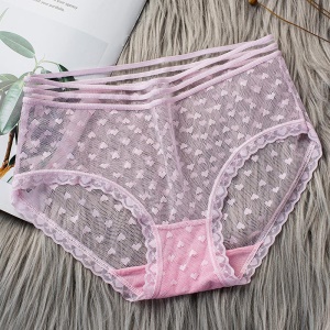 Culotte en coton femme translucide ajouré en dentelle
