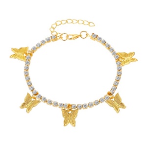 Bijoux femmes Bracelet de cheville strass artificiel avec accessoire papillon