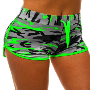Shorts de sport camouflage en coton mélangé pour femmes