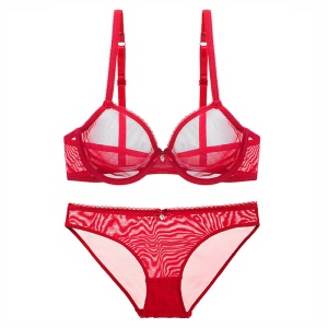 Ensemble de Soutien gorge et culotte en filet dentelle