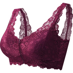 Soutien-gorge femme en dentelle et nylon fermeture zippée avant