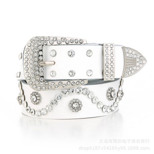 Ceinture en cuir véritable pour femme accessoires strass artificiel